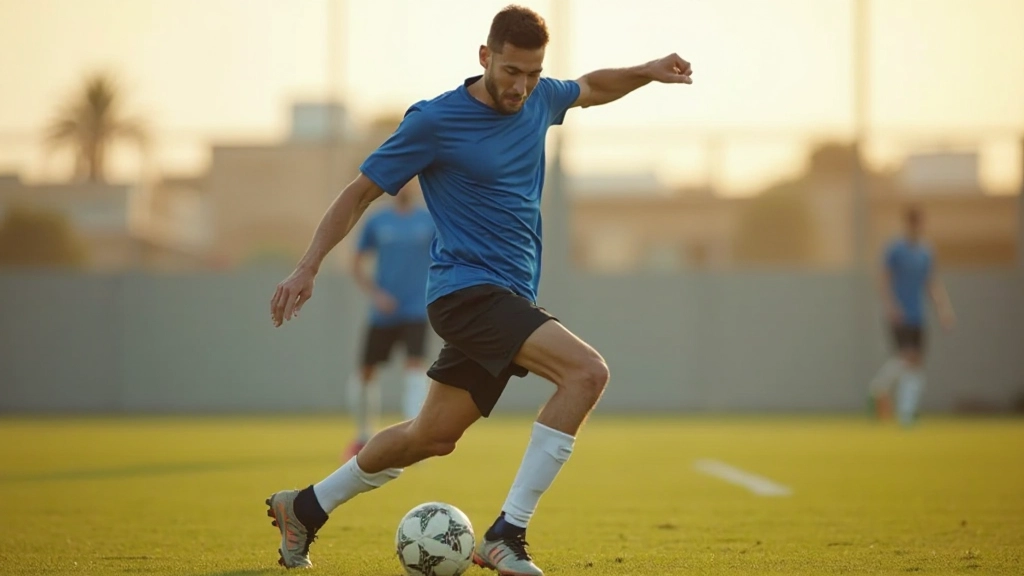 لاعب كرة قدم احترافي يمارس تقنيات التدريب المتقدمة