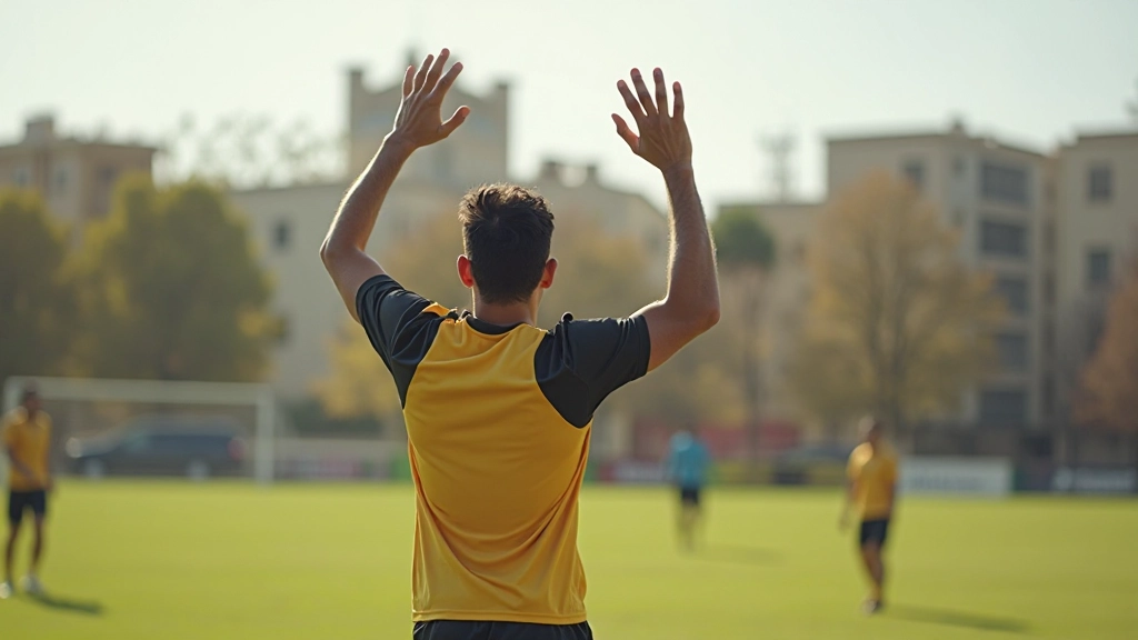 لاعب كرة قدم محترف ينفذ رمية جانبية صحيحة مع توازن جسدي مثالي