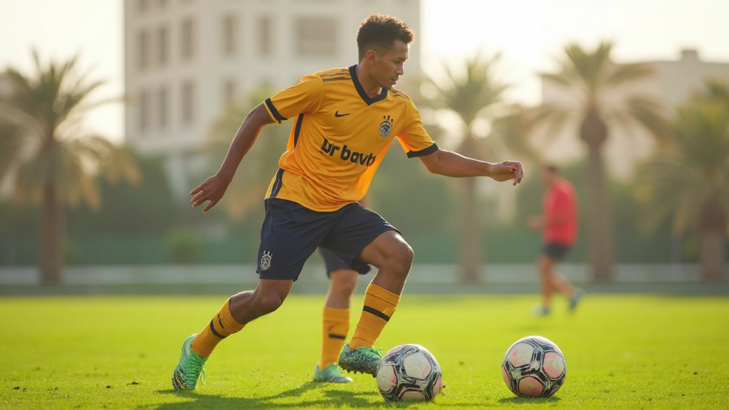 لاعب كرة قدم يمارس تمارين السيطرة على الكرة والتحكم بها